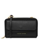 Urania Leather Wallet/phone Holder With Strap Black TL142433