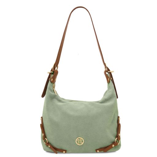 Sierra Suede Leather Shoulder bag Mint Green TL142419
