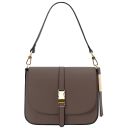 Nausica Leather Shoulder bag Dark Taupe TL141598