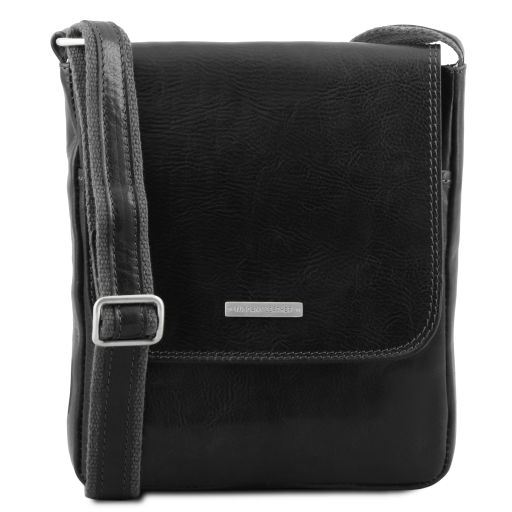 John Leather Crossbody bag for men With Front zip Black TL142464