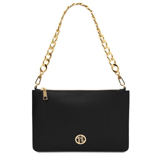 Diva Pochette in Pelle con Tracolla a Catena Nero TL142461