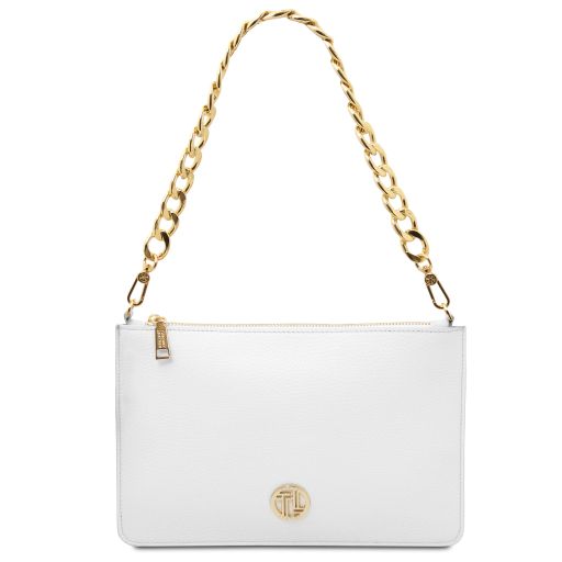 Diva Bolso Noche en Piel et Bandolera de Cadena Blanco TL142461