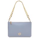 Diva Leather Clutch With Chain Strap Light Blue TL142461