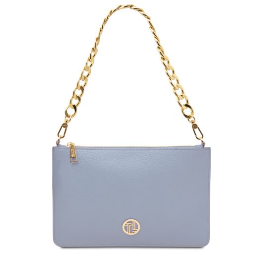 Diva Pochette in Pelle con Tracolla a Catena Celeste TL142461