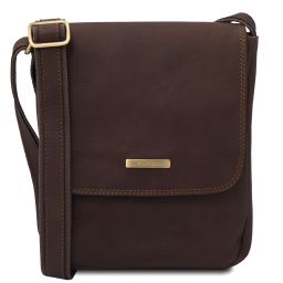John Leather Crossbody bag for men With Front zip Pocket Темно-коричневый TL141408