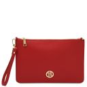 Diva Leather Clutch With Chain Strap Lipstick Red TL142461