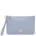 Diva Clutch aus Leder mit Schulterkette Himmelblau TL142461