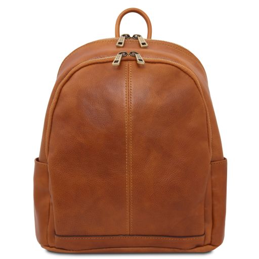 Canberra 2 Compartments Leather Backpack Natural TL142460