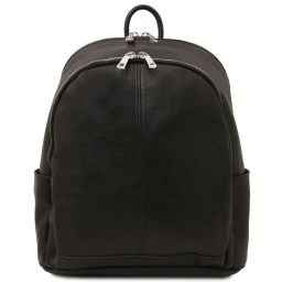 Canberra 2 Compartments Leather Backpack Black TL142460