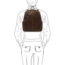 Canberra 2 Compartments Leather Backpack Dark Brown TL142460
