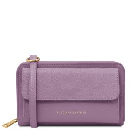 Urania Leather Wallet/phone Holder With Strap Lilac TL142433