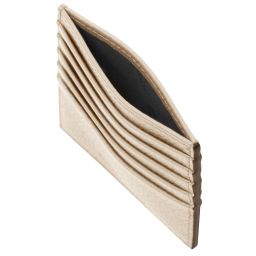 Leather Credit Card Holder Beige TL142470