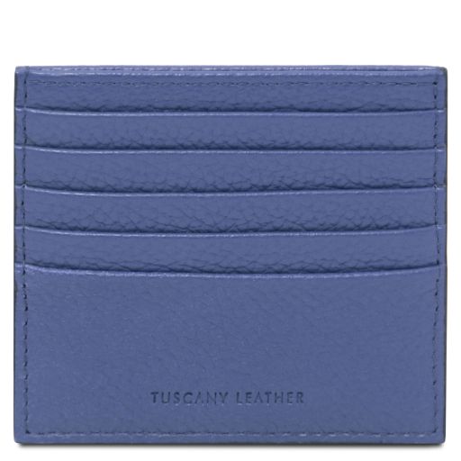 Leather Credit Card Holder Blue TL142470