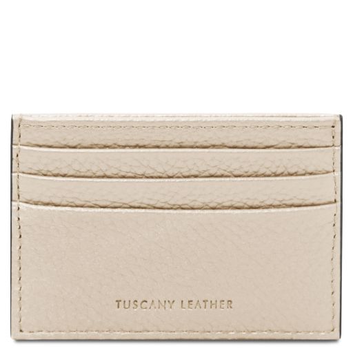 Leather Card Holder Beige TL142472