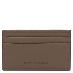 Leather Credit Card Holder Dark Taupe TL142474