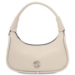 Michelle Leather Handbag - Small Size Beige TL142478