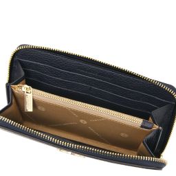 Financier Elegante Cartera en Piel con Cremallera en el Contorno Azul oscuro TL142485