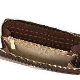 Financier Esclusivo Portafogli in Pelle zip Around Caffè TL142485