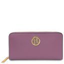 Financier Elegante Cartera en Piel con Cremallera en el Contorno Lila TL142485