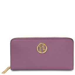Financier Elégant Portefeuille en Cuir Entièrement Zippée Lilas TL142485
