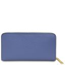 Financier Elegante Cartera en Piel con Cremallera en el Contorno Azul TL142485