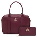 Maiorca Sac Cabas en Cuir et Portefeuille en Cuir Entièrement Zippée Bordeaux TL142486