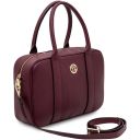 Maiorca Handtasche aus Leder und Damenbrieftasche aus Leder mit Rundum-Reißverschluss Bordeaux TL142486