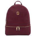 Djerba Sac à dos en Cuir Souple et Portefeuille en Cuir Entièrement Zippée Bordeaux TL142488