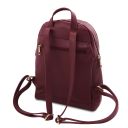 Djerba Rucksack Tropfendesign aus Weichem Leder und Damenbrieftasche aus Leder mit Rundum-Reißverschluss Bordeaux TL142488