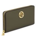 Maiorca Bolso en Piel y Cartera en Piel con Cremallera en el Contorno Verde Oscuro TL142486