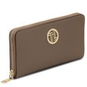 Financier Exclusive zip Around Leather Wallet Dark Taupe TL142485