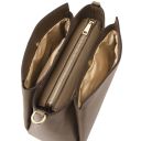 Creta Schultertasche aus Leder und Damenbrieftasche aus Leder mit Rundum-Reißverschluss Dunkel Taupe TL142487