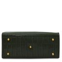 Croque Croc Print Leather Handbag Forest Green TL142504