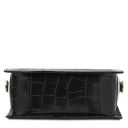 Croque Croc Print Leather Handbag Black TL142503