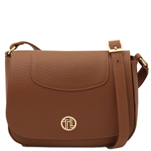 Sella Schultertasche aus Leder Cognac TL142506
