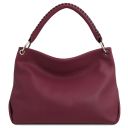 TL Bag Schultertasche aus Weichem Leder Bordeaux TL142087