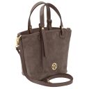 Glacette Suede Leather Bucket bag Dark Taupe TL142261