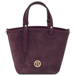 Glacette Bolso Cubo Secchiello en Piel Agamuzada Bordeaux TL142261