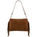 Nomade Suede Leather Fringe Clutch Cognac TL142495