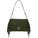 Nomade Bolso Noche en Piel de Gamuza con Flecos Verde Oscuro TL142495