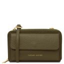 Urania Leather Wallet/phone Holder With Strap Forest Green TL142433