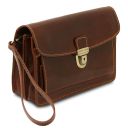 Max Elegante Handgelenktasche/Herrentasche aus Leder Braun TL8075