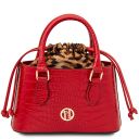 Croque Croc Print Leather Handbag Lipstick Red TL142510