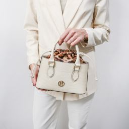 Croque Borsa a Mano in Pelle Effetto Cocco Rosso Lipstick TL142510