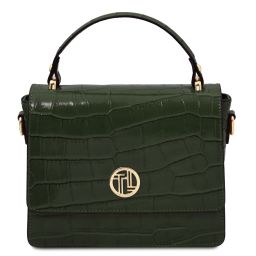 Croque Sac Cabas en Cuir Effet Croco Vert Forêt TL142503