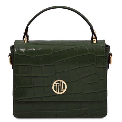 Croque Borsa a Mano in Pelle Effetto Cocco Verde Foresta TL142503