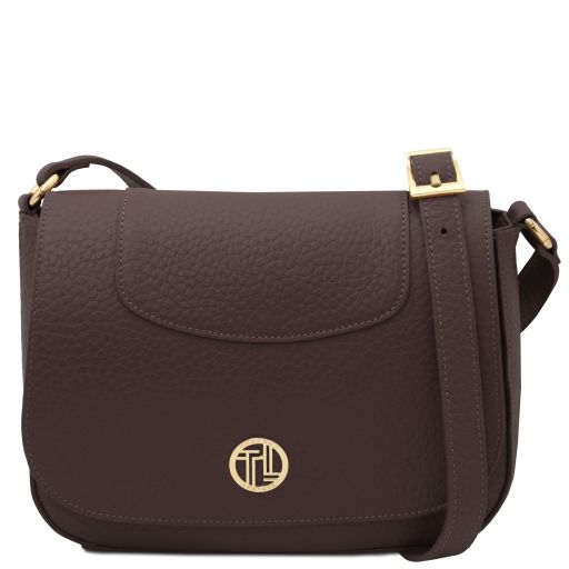 Sella Bolso con Badolera en Piel Marrón oscuro TL142506