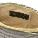 Vera Croc Print Leather Toiletry Case Forest Green TL142514