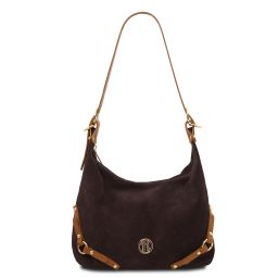 Sierra Suede Leather Shoulder bag Dark Brown TL142419