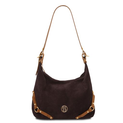 Sierra Suede Leather Shoulder bag Dark Brown TL142419